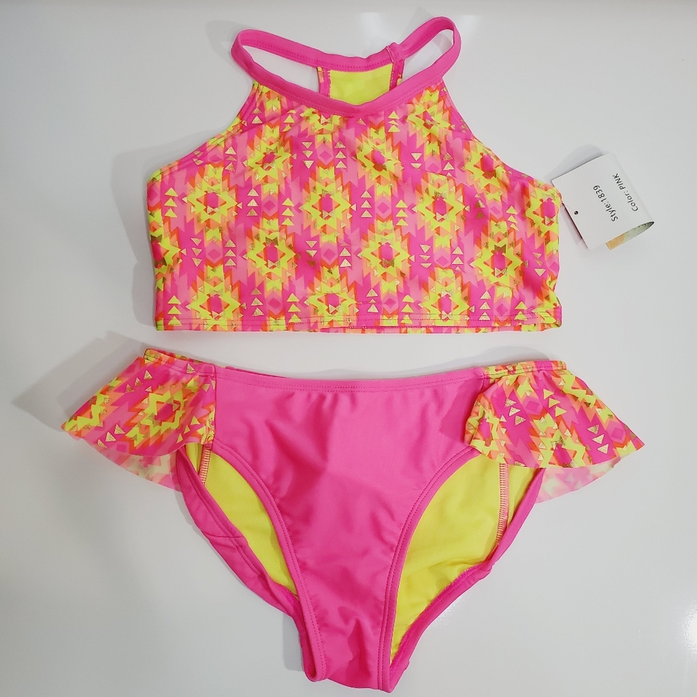 Freestyle Revolution Pink Yellow 2 Piece Swim 12